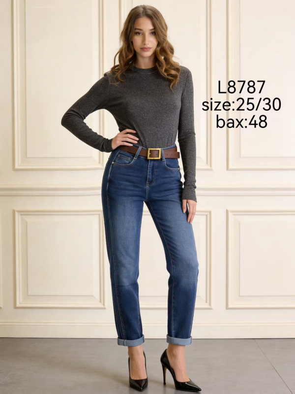 Spodnie damskie jeansy Roz 25-30, 1 Kolor Paczka 12 szt